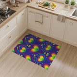 Rainbow Heart Swirl Washable Area Rug
