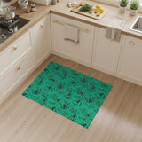 Teal Black Floral Line Art Area Rug