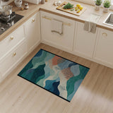 Teal Wave Abstract Landscape Area Rug