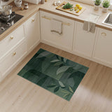 Lush Green Geometric Leaf Area Rug
