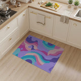 ODIKA Washable Pastel Wavy Abstract Low Pile Area Rug