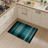 Teal Black Plaid Geometric Area Rug