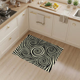 Black White Spiral Swirl Area Rug