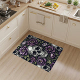 Purple Floral Skull Area Rug