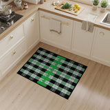Green Plaid Check Geometric Area Rug
