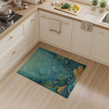 ODIKA Washable Ocean Coral Reef Rug - Low Pile Non-Slip Coastal Kids Room Area Rug