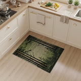 Rustic Farmhouse Pine Forest Silhouette Area Rug