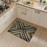 Teal Tan Chevron Geometric Area Rug
