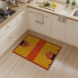 Orange Basketball Court Geometric Area Rug