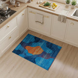 Abstract Wavy Blue Orange Area Rug