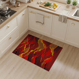 Fiery Red Geometric Stripe Area Rug