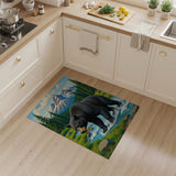 Majestic Black Bear Stream Crossing Rug