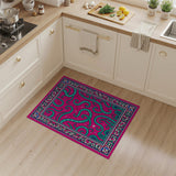 Vibrant Pink Teal Tentacle Swirl Area Rug