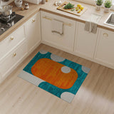 ODIKA Abstract Geometric Orange & Teal Washable Area Rug, Low Pile Non-Slip Modern Carpet