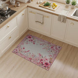 Romantic Pink Peony Floral Border Rug