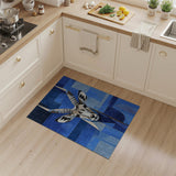 Geometric Kudu Antelope Head Blue Rug