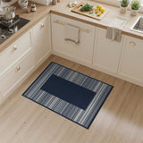 Navy Blue Striped Border Area Rug
