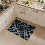 Ethereal Checkerboard Smoke Black White Area Rug