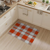 Red White Buffalo Check Rug with Lattice Diamonds