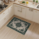 Traditional Persian Black and White Ornate Black Floral Medallion Area Rug