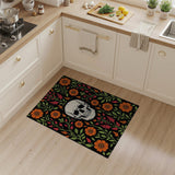 Skull with Vibrant Orange Marigolds Area Rug