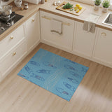 Playful Blue Fin Waves Coastal Area Rug