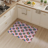 Rainbow Paw Print Pink Kids Area Rug