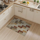 Cream Beige Geometric Block Area Rug