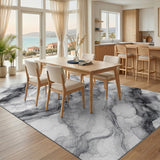 Black White Abstract Ink Flow Area Rug