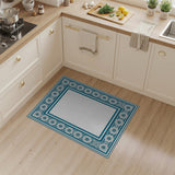 Teal Floral Tiled Border Area Rug
