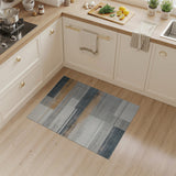 Distressed Grey Geometric Block Area Rug