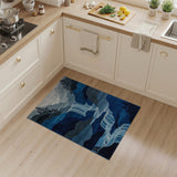 Abstract Blue Waterfall Mountain Area Rug