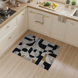 Modern Curved Geometric Black White Area Rug