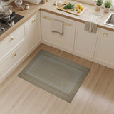 Washable Beige Bordered Low Pile Area Rug Non-Slip