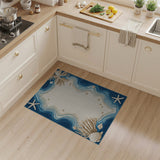 Coastal Beach Starfish Seashell Blue Teal Rug