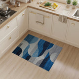 Geometric Modern Abstract Blue Wave Geometric Area Rug