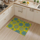 Sunny Yellow Blue Snowflake Pattern Area Rug