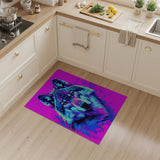 Geometric Modern Multi-color and Patterns Neon Cyber Wolf Head Area Rug