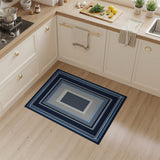 Navy Blue Concentric Frames Geometric Area Rug