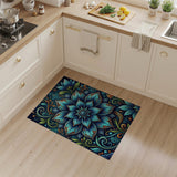 Vintage Blue Lotus Mandala Area Rug