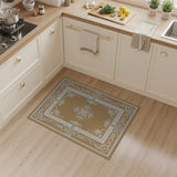 Gold and Silver Ornate Beige Persian Border Area Rug