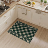 Green Cream Geometric Checkered Area Rug