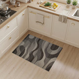 Grey Modern Abstract Grey Wave Area Rug