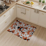 Whimsical Tribal Snowmen with Autumn Leaves Rug