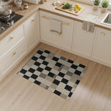 Black Beige Geometric Check Area Rug