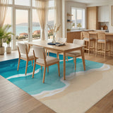 Blue Teal Coastal Wave Beach Area Rug