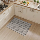 Beige and Neutral Minimalist Beige Grid Geometric Area Rug