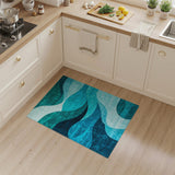 Blue and Teal Abstract Area Abstract Blue Teal Wave Area Rug