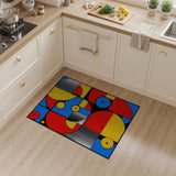 ODIKA Modern Bauhaus Geometric Washable Area Rug - Non-Slip Low Pile Art Carpet