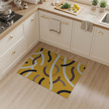 Vibrant Yellow Curved Lines Geometric Area Rug